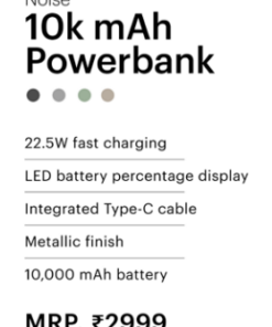 Alternative view of Noise 10K mAh Powerbank
