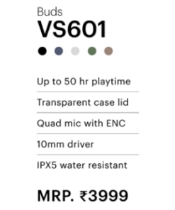 Alternative view of Buds VS601